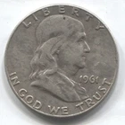1961-D- FRANKLIN HALF DOLLAR-90% SILVER- LOT # 331
