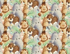 Fabric Traditions Jungle Babies Nursery Stuffed Animal Allover Cotton YARD