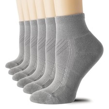 6 Pack 's Ankle Socks with Cushion, Sport Athletic Running Socks, 6 Pair Grey...