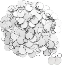 100PCS Metal Rim Key Tags,1.26 Inch Blank Round Rimmed Key Tag Paper Tags with M