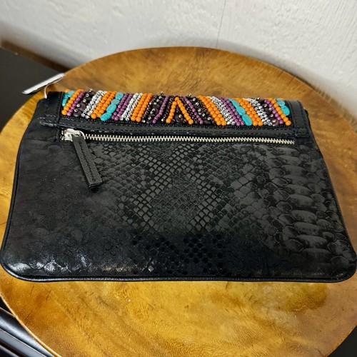 Mary Frances Black Multi Color Beaded Clutch W Handle Dust Bag Included EUC - Picture 8 of 16