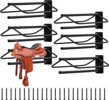 2/4/6 Pcs SET Horse Saddle Stand Wall Mounted Saddle Rack with Double Pad Bar  