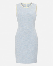 Hobbs London Blue Ivory Boucle Tweed Shift Dress UK 10 EU 38 Sleeveless Elegant