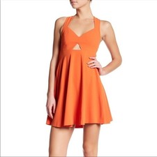 Alice + Olivia Neon Tangerine Orange Racerback Cutout Fit & Flare Mini Dress 2