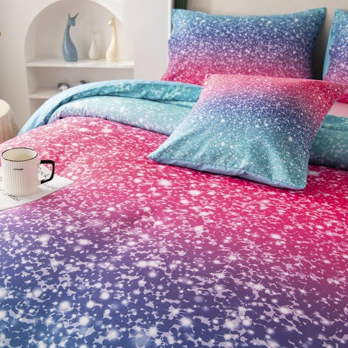 6Pcs 3D Glitter Comforter Bedding Sets for Kids Teens Girls Women, Turquoise ... - Bild 7 von 9