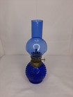 Vintage Miniature Cobalt Blue Hobnail Glass Oil Lamp 8” — photo 3