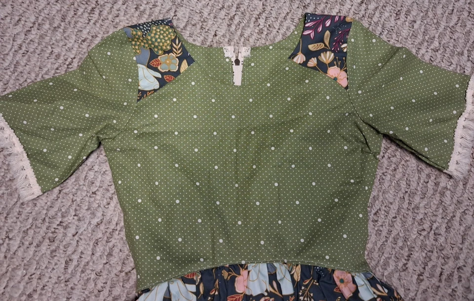 Vestido verde otoño hecho en casa ¡tan lindo! Talla 6 Foto 3 de 4