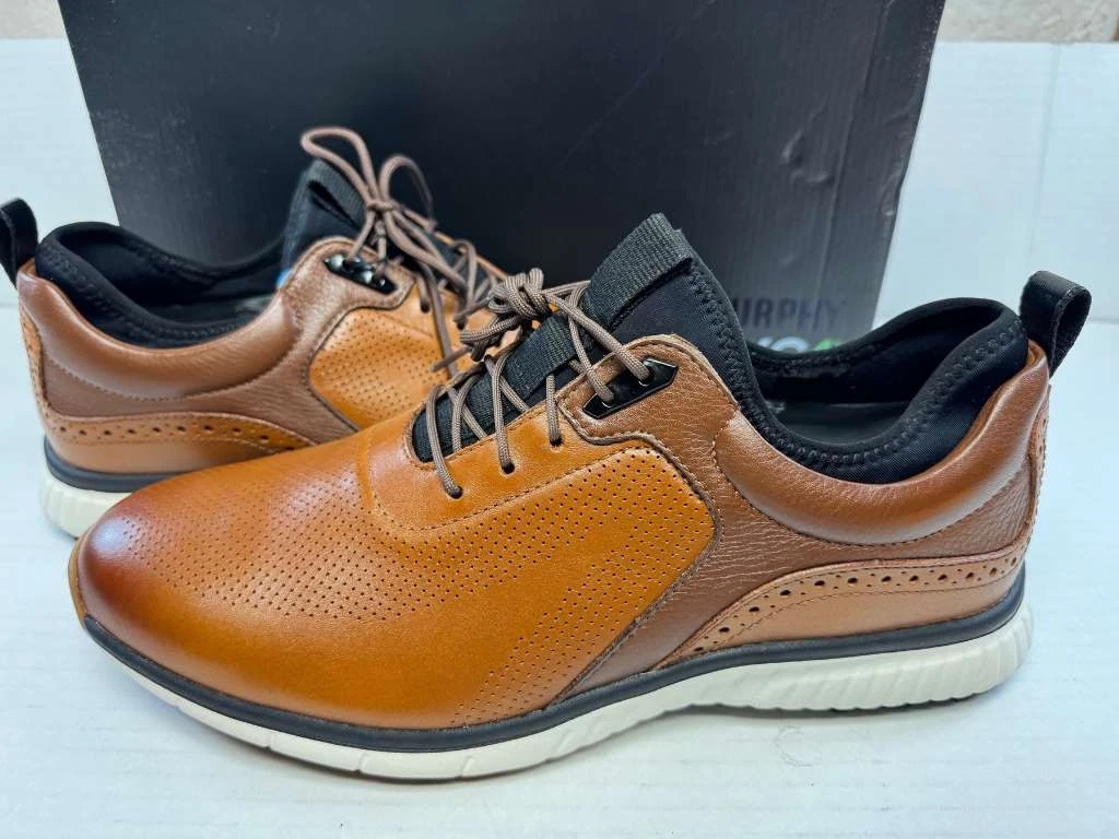Johnston & Murphy XC4 H1-Luxe Hybrid Golf Shoes, Tan Waterproof Full Grain, 13 M