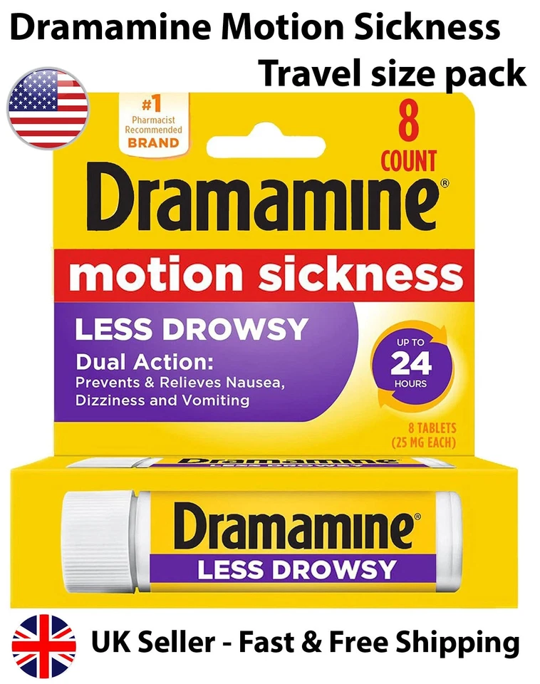 Dramamine Less Drowsy Motion Sickness Relief | 8 Tablets