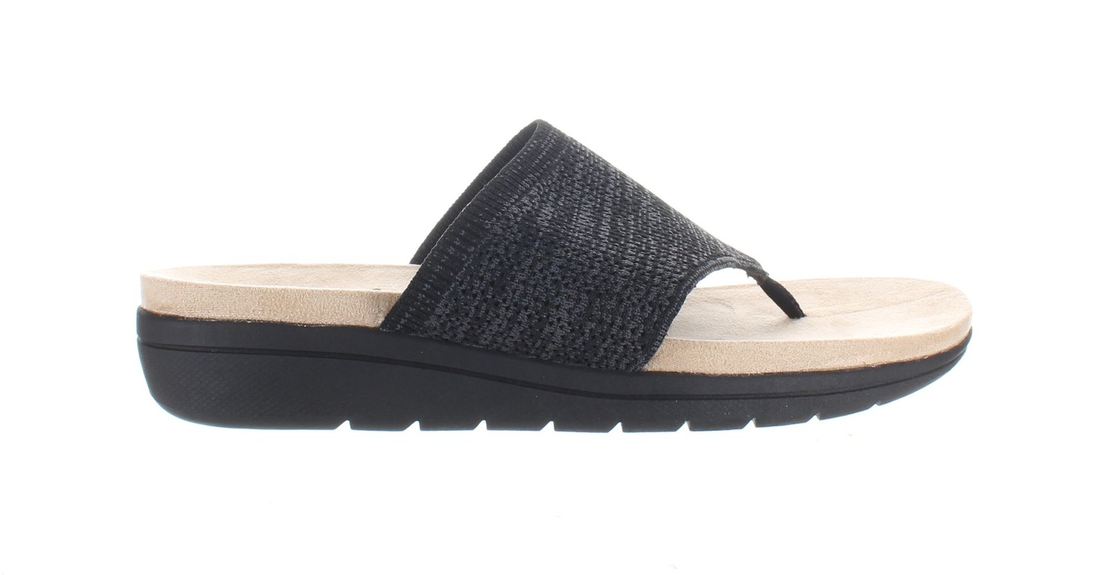 LifeStride Womens Poolside Black T-Strap Sandals Size 8.5