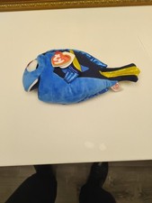 ​TY Sparkle Disney Finding Dory Blue Fish Beanie Plush 9" Stuffed Animal