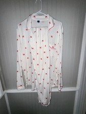 OLD NAVY SUNDAY SLEEP RED BOW PAJAMA SET L/S PANTS - Worn Once Size Large