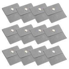 12Pcs 3x3 Inch Jewelry Pouches Velvet with Snap Button for Rings Grey