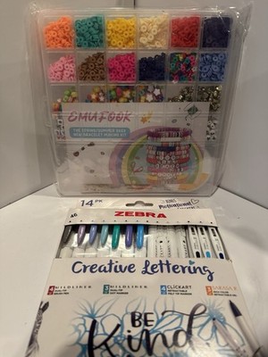 EMUFOOK Bracelet Making Kit w/ Beads, Accessories & Zebra Lettering Pens