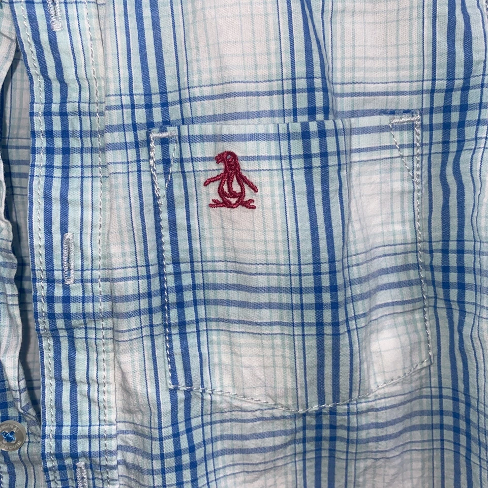 Camisa Penguin Munsingwear para niño manga corta con botones azul playa talla 6 C18 Foto 3 de 4