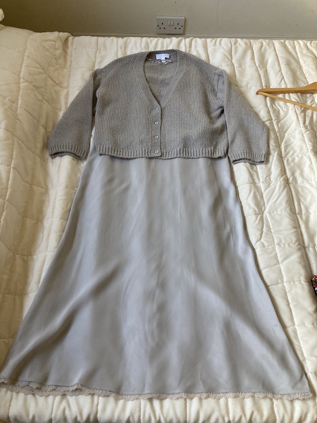 the white company dress size 12. Two Piece Satin Dress and Wool Cardigan. New. eBay