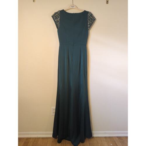 Robe neuve avec étiquette Mac Duggal vert émeraude manches bonnet colonne bateau taille 4 - Photo 6 sur 8