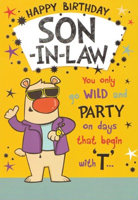 funny humorous son in law happy birthday card 3 x