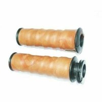FüR Royal Enfield Hellbraun Leder 7/8'' Lenker Griff Satz Uce Klassisch