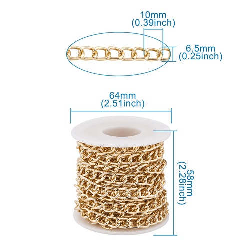16.4 Feet Aluminium Curb Chains Twisted Links Unwelded with Spool Silver/Golden - Picture 10 of 21