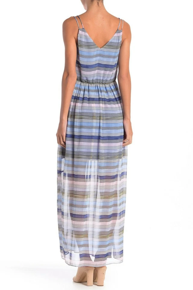 Maxi Vestido Para Mujer Cece by Cynthia Steffe Azul Jordan Cuello en V Sin Mangas Talla 4 Foto 3 de 4