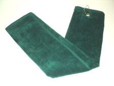 Golf Towel Luxury GREEN 100 Terry Velour Cotton Tri-Fold 16.5" x 25.5" NEW