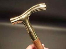 Vintage Brass Derby Head Handle Antique Victorian Wooden Walking Stick Cane gift