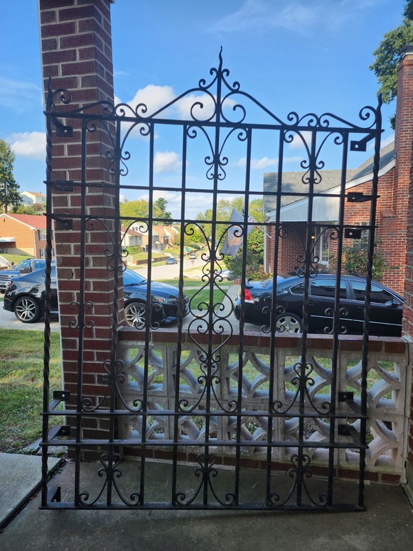 XL Antique Spanish Wrought Iron Window Grille Architectural Salvage - 1900's