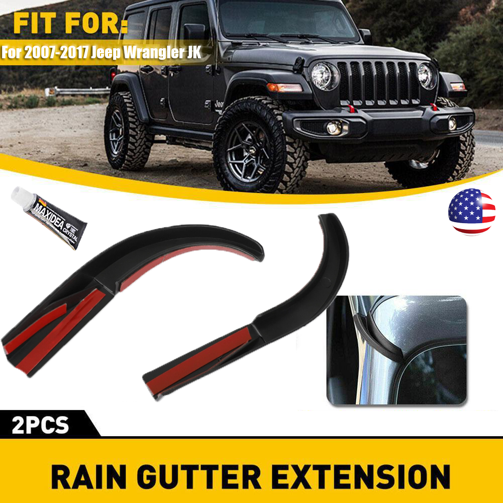 2018-2021 Jeep Wrangler JK Rain Water Diverters Gutter Extension Accessories