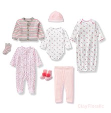 7 Janie Jack floral girl newborn 3 month bodysuit Cardigan Pant bootie gown hat