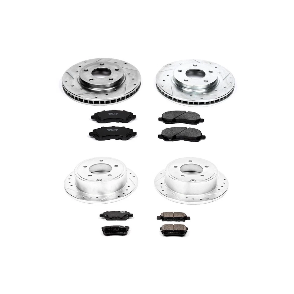 K4017 Powerstop Juego de 4 ruedas discos de freno y kits de pastillas delanteras y traseras para Lancer Foto 3 de 4