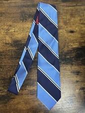 Brooks Brothers Blue Striped Tie With Red  Stars 100 Silk Men's Necktie 58"