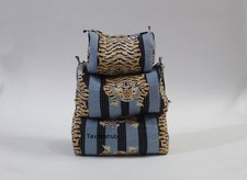 Indian Grey Tiger 100 Cotton Quilted Toiletry Purse Cosmetic Storage Bag Of 3 Pc