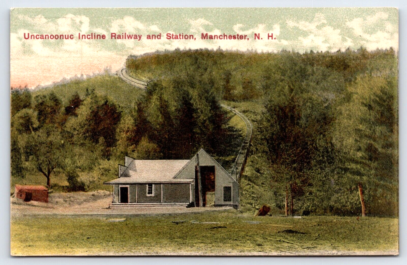 Original Old Vintage Antique Postcard Uncanoonuc Incline Railway Manchester, NH