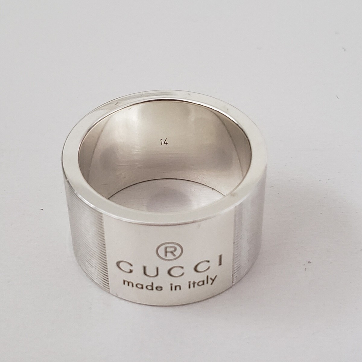 Gucci Trademark Stripes Sterling Silver Ring Size 6.5 Italian Size