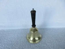 Large Solid Brass~[ 7.5" ]~ Bell With  Wooden Handle ~~1 POUND!!!