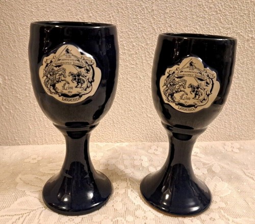 2 Vintage 1989 Minnesota Renaissance Festival Goth Pottery Goblets Mugs Renfaire