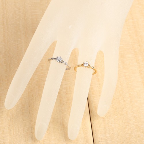 Double Love Heart Round Zircon Gold/Silver Plated Ring Party Gift 4 Sizes - Photo 9/13