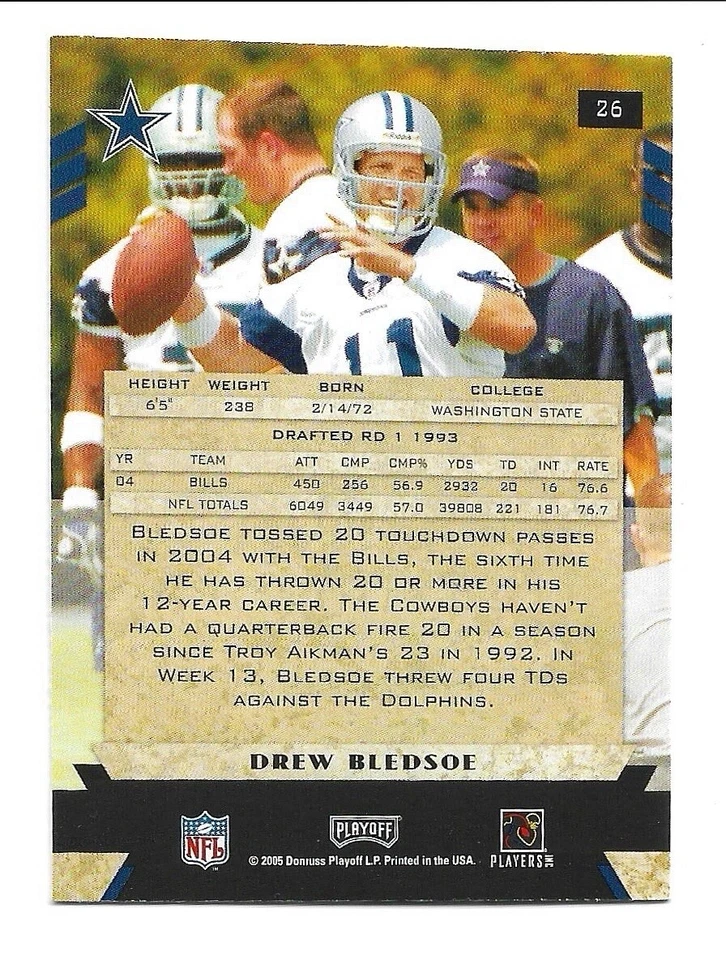 2005 Playoff Honors - #26 Drew Bledsoe - Image 2 of 2