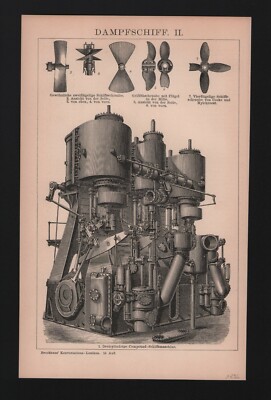 Lithografie 1896: Dampfschiff I/II. Doppelschrauben-Schnelldampfer Augusta Victo