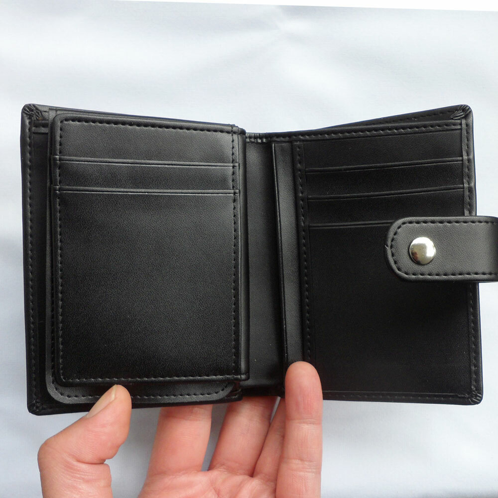 Black Leather Police Wallet Badge Holder ID CARD HOLDER US ID Badge