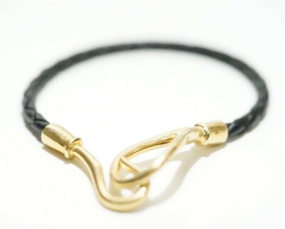 Joseph Esposito Ashley Classics - Gold Tone Leather Hook / Toggle Bracelet 
