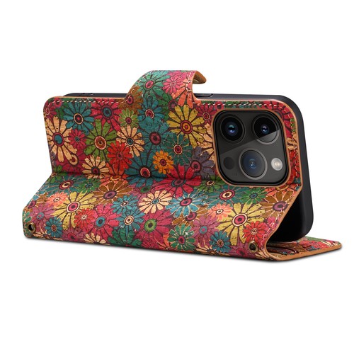 Cork Flower Series Fashion Retro Flip Leather Wallet card Cell Phones Case - Picture 8 of 26