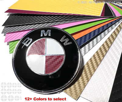 Emblem Overlay Vinyl Decal Sticker Complete Set For BMW 3D Carbon Fiber Color