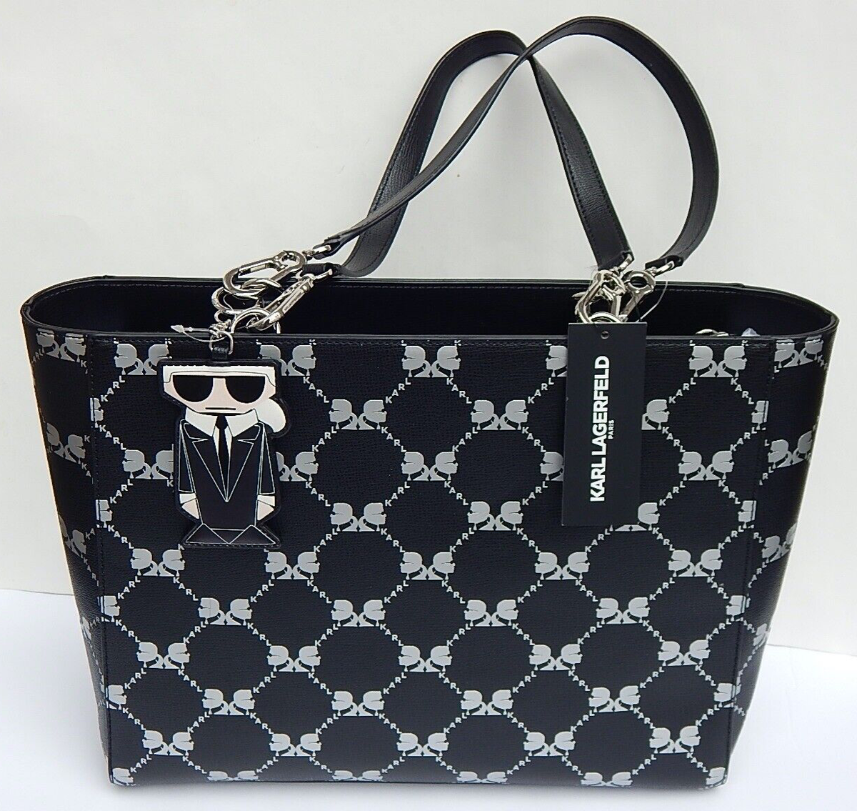 Karl Lagerfeld Paris ADELE Logo Tote Handbag with KEY HOLDER Charm NEW  AUTHENTIC