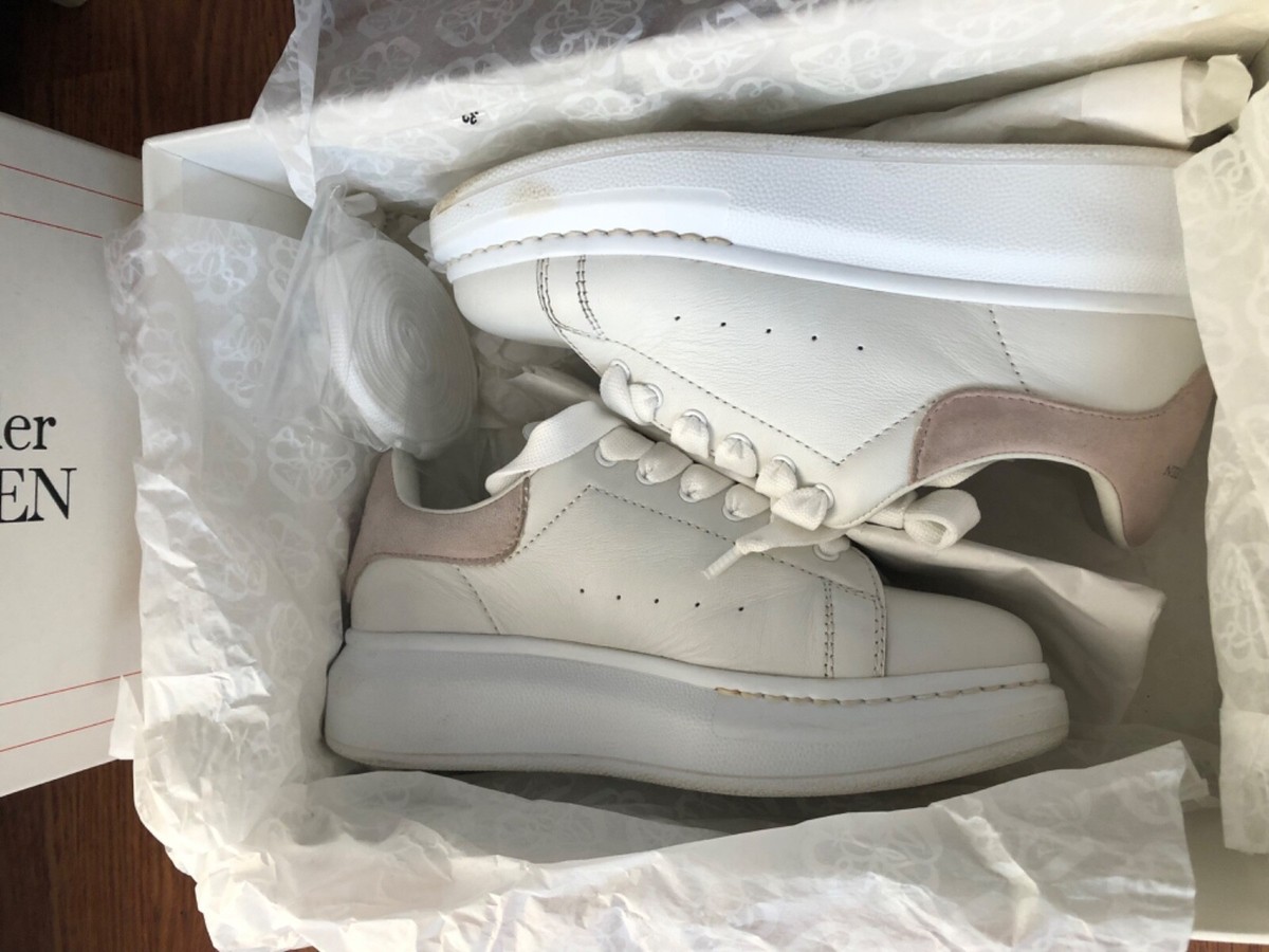 Alexander McQueen White n Lavender Leather Kids Sneaker Sz