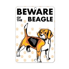 Beware of BEAGLE DOG Metal Sign - 8 In x 12 In