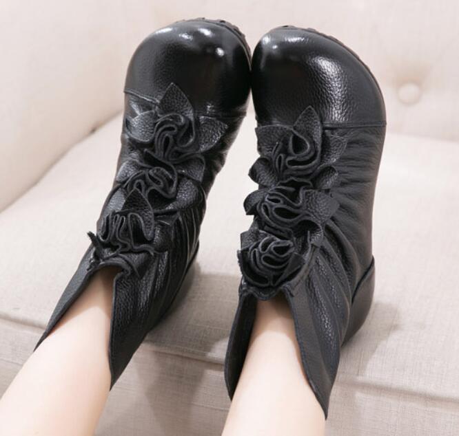 Retro Womens Womens Womens Ankle Boots Low Heel Flowers Zipper Soft Leather Fur Lined shoes U9 5b95fa Retro Womens Womens Womens Ankle Boots Low Heel Flowers Zipper Soft Leather Fur Lined shoes U9 5b95fa