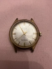 Elgin 756 Seventeen Jewel Watch For Parts Missing Case Back Starburst Dial 1960s