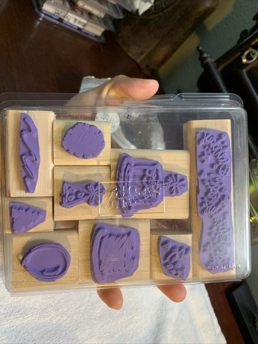 STAMPIN UP Sketch A Party Happy Birthday Cake Wood Stamps RARE Set Vintage 2002 - Picture 6 of 6